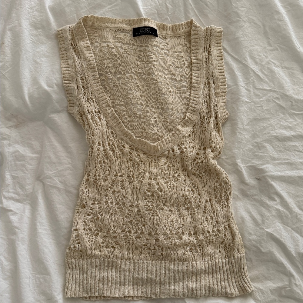 BCBG Cream Knit Top